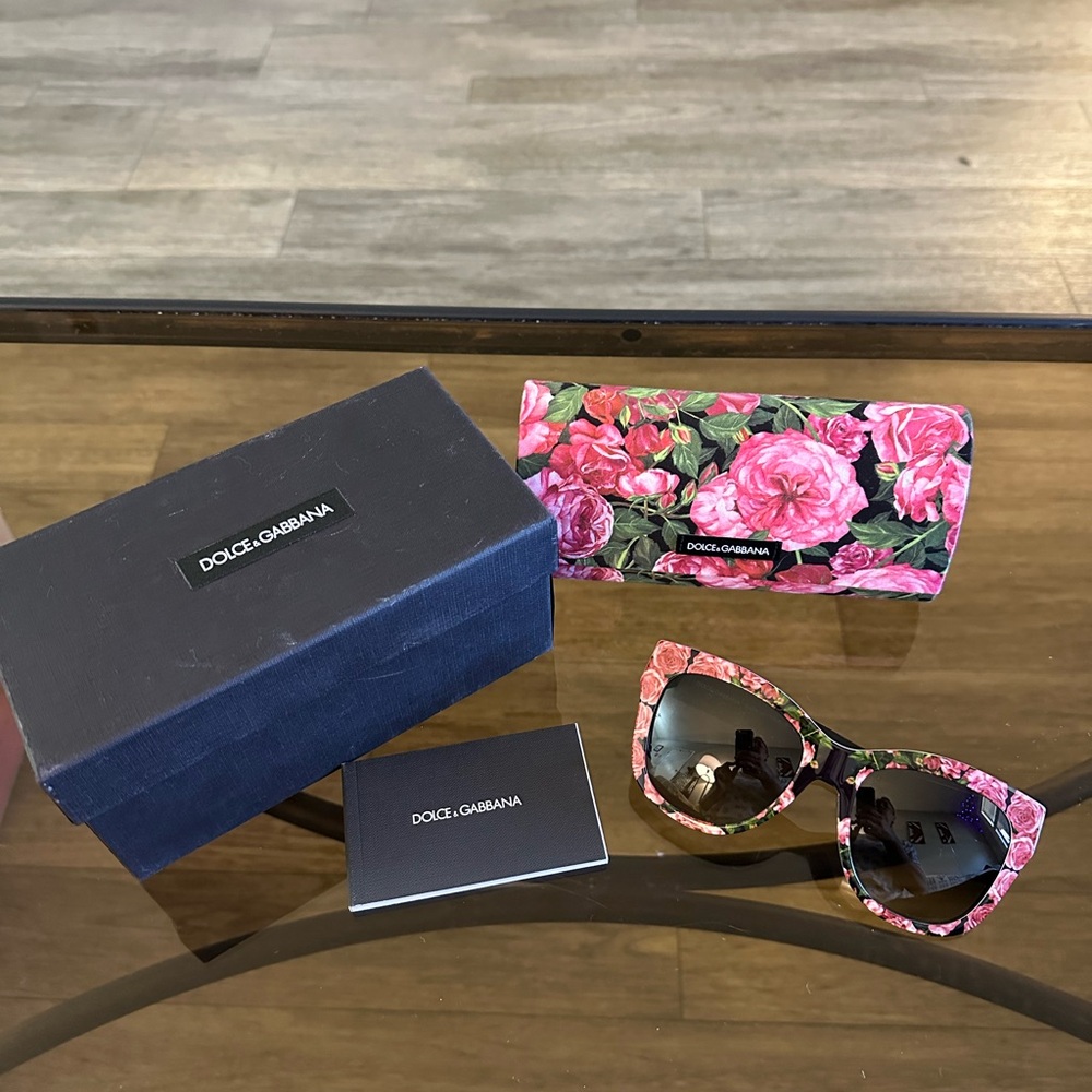 Dolce & Gabbana Pink Floral Rose Print Oversized Sunglasses
